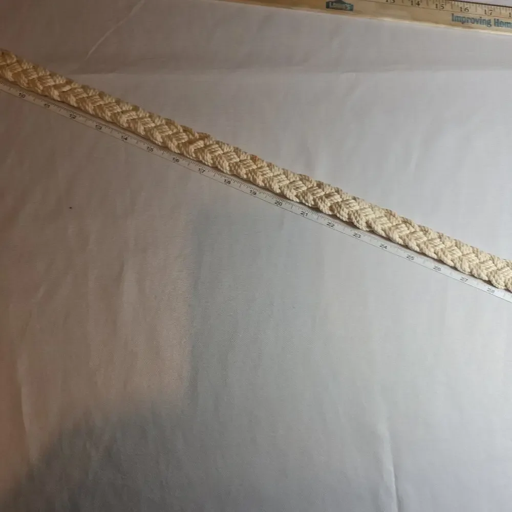 Belt Womens American Eagle Outfitters White Braided Rope Brown Leather Sz L-XL